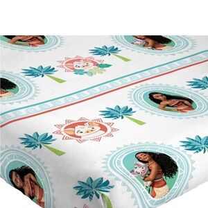 (1) Princess Disney Moana Pua The Pig Twin Fitted Sheet Flat Sheet & Pillowcase